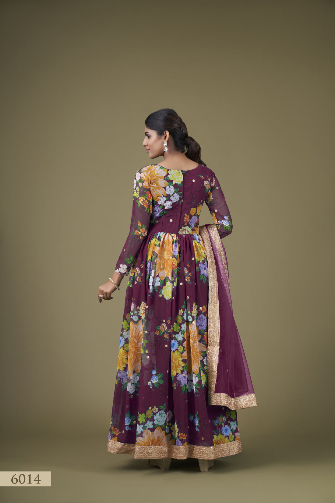 Wedding Afghani Party Wear Women Printed Anarkali Kurta, Pant And Dupatta Dress