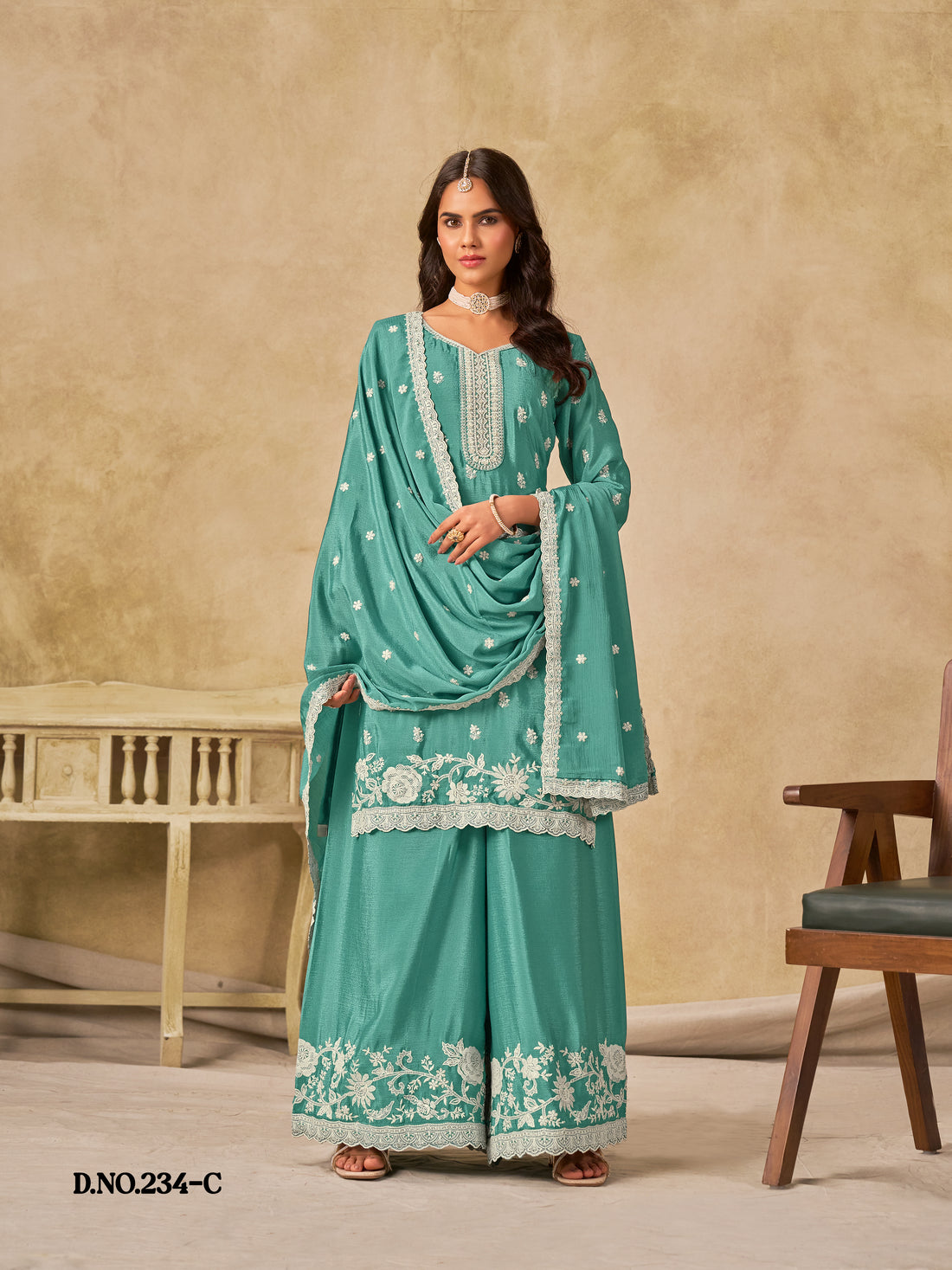 Ethnic Palazzo Salwar Kameez | Pakistani Bollywood Style Outfit with Dupatta | Wedding Party & Festive Wear Dress