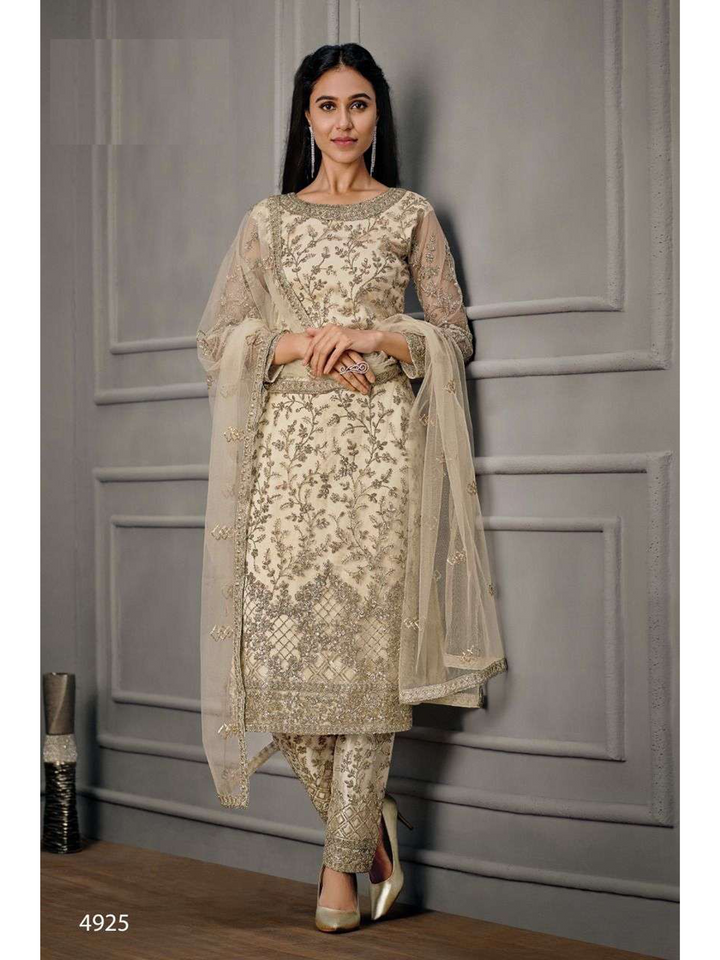 Wedding Party Wear Kurtis Pant with Dupatta Dress, Net Straight Kurta Pant Dress