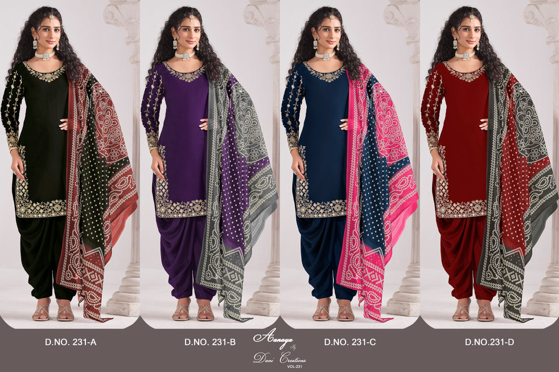 Designer Roman Silk Chanderi Silk Salwar Kameez Party Wear Outfit Bollywood Indian Ethnic Dress for Wedding & Festive Wear