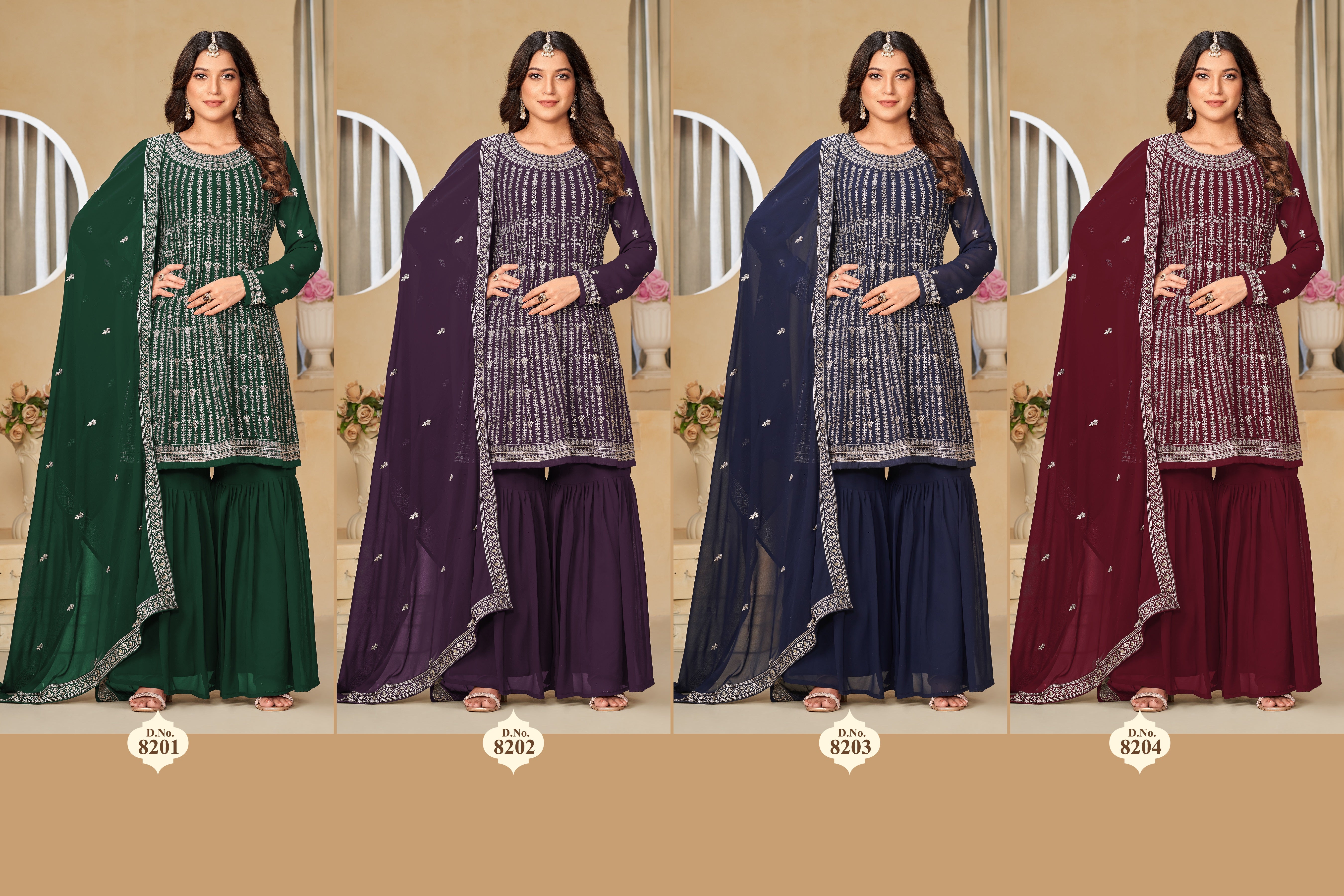 Green Palazzo Salwar Kameez Readymade Palazo Pakistani Sharara Suit Fully Stitched