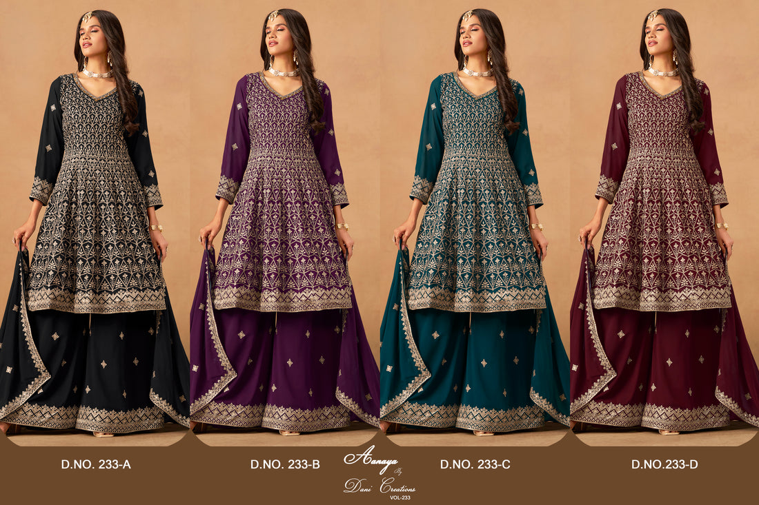Faux Georgette Sharara Set Indian Pakistani Style Bollywood Festive Wear
