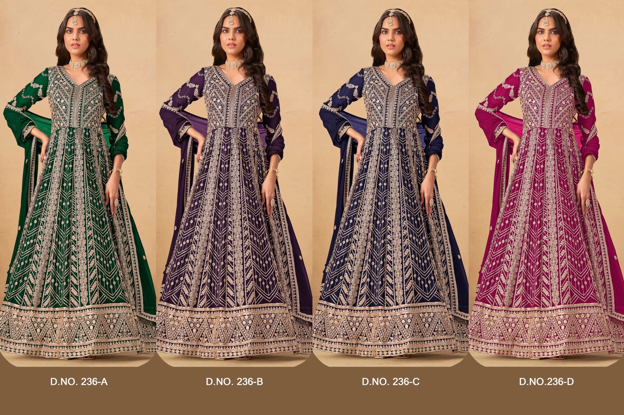 Embroidered Anarkali Gown Suit for Women with Dupatta Indian Wedding Party Wear