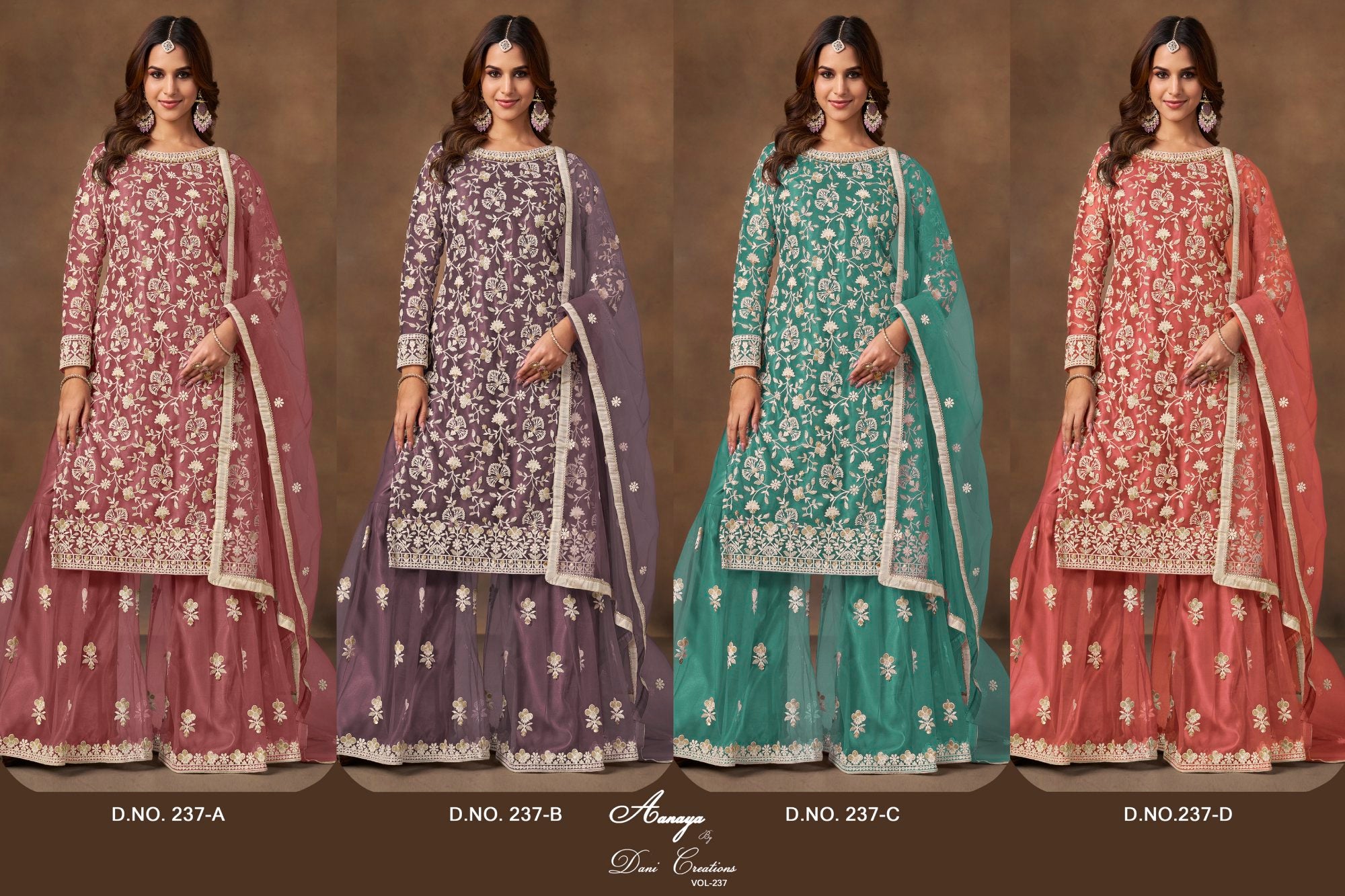 Butterfly Net Embroidered Sharara Suit for Women with Dupatta Party Wear